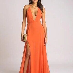 Superdown Ariana Tangerine Halter Maxi Dress XS NWT